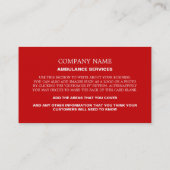 Personalisiertes Foto, EMT, paramedic Visitenkarte (Rückseite)