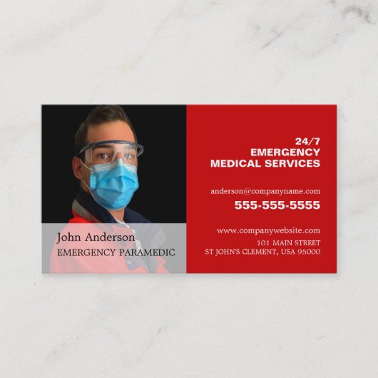 Personalisiertes Foto, EMT, paramedic Visitenkarte (Vorderseite)
