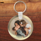 Personalisiertes Foto Familienportrait Goldener Sc Schlüsselanhänger (Vorderseite)