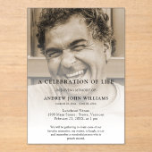 Personalisiertes Foto Feier zur Beerdigung des Leb Acryleinladungen (Vorderseite)