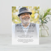 Personalisiertes Foto Feier zur Beerdigung des Leb Einladung (Stehend Vorderseite)