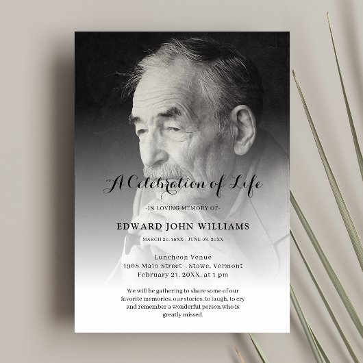 Personalisiertes Foto Feier zur Beerdigung des Leb Einladung
