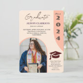 Personalisiertes Foto Fett 2024 Arch Retro Abschlu Einladung (Stehend Vorderseite)