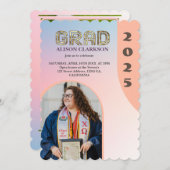 Personalisiertes Foto Fett 2024 Arch Retro Abschlu Einladung (Vorne/Hinten)