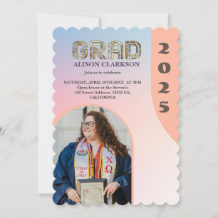 Personalisiertes Foto Fett 2024 Arch Retro Abschlu Einladung