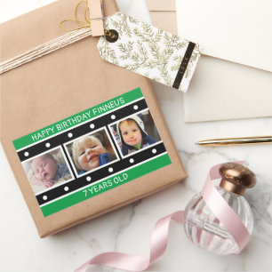 Personalisiertes Foto Filmstrip Geburtstag Rechteckiger Aufkleber