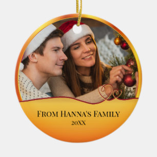Personalisiertes Foto "Frohe Weihnachten" Krippe Keramik Ornament