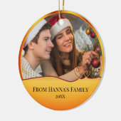 Personalisiertes Foto "Frohe Weihnachten" Krippe Keramik Ornament (Links)
