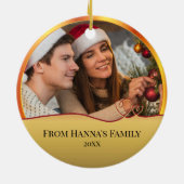 Personalisiertes Foto "Frohe Weihnachten" Krippe Keramik Ornament (Hinten)