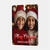 Personalisiertes Foto Frohe Weihnachtsnamen und Da Ornament Aus Metall (Vorderseite links)