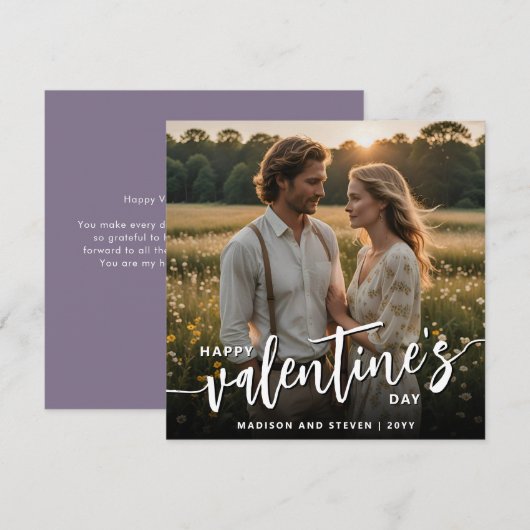 Personalisiertes Foto Frohes Valentinstag Elegante Karte (Vorne/Hinten)
