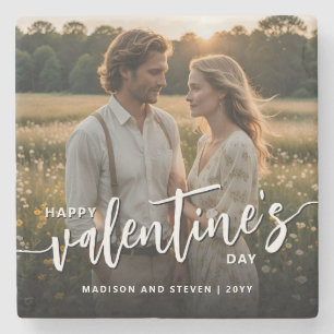 Personalisiertes Foto Frohes Valentinstag Elegante Steinuntersetzer