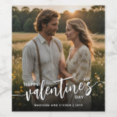 Personalisiertes Foto Frohes Valentinstag Elegante Weinetikett (Einzelnes Label)