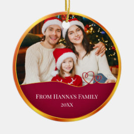 Personalisiertes Foto für Familien & Frohe Weihnac Keramik Ornament