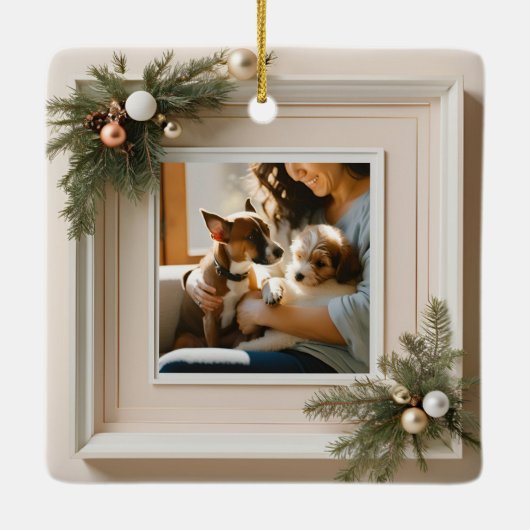 Personalisiertes Foto für Familien und Haustiere Keramikornament (Rückseite)