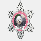 Personalisiertes Foto für Haustiere mit Dog-Knoche Schneeflocken Zinn-Ornament (Rechts)