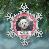 Personalisiertes Foto für Haustiere mit Dog-Knoche Schneeflocken Zinn-Ornament