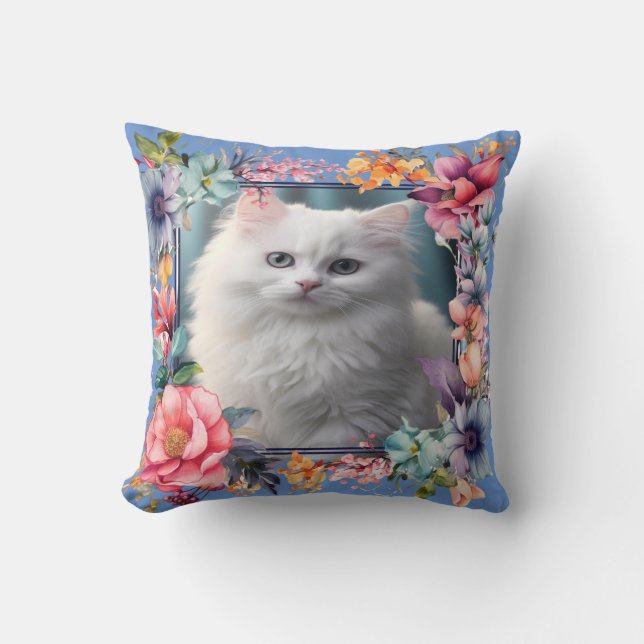 Personalisiertes Foto für Haustiere und Name Blume Kissen (Vorderseite)