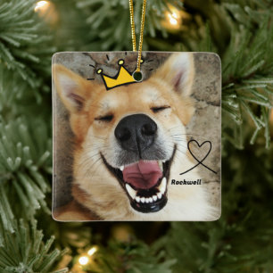 Personalisiertes Foto für Heimtiere und Name Hund Keramikornament