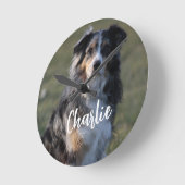 Personalisiertes Foto für Hunde Runde Wanduhr (Winkel)