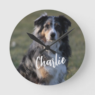 Personalisiertes Foto für Hunde Runde Wanduhr