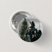 Personalisiertes Foto für moderne Weihnachtsfamili Button (Vorne & Hinten)