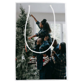 Personalisiertes Foto für moderne Weihnachtsfamili Mittlere Geschenktüte