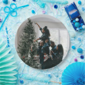 Personalisiertes Foto für moderne Weihnachtsfamili Pappteller (Party)