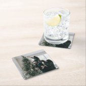 Personalisiertes Foto für moderne Weihnachtsfamili Rechteckiger Pappuntersetzer (Vor Ort)