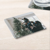 Personalisiertes Foto für moderne Weihnachtsfamili Rechteckiger Pappuntersetzer (angewinkelt)