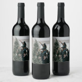 Personalisiertes Foto für moderne Weihnachtsfamili Weinetikett (Flaschen)