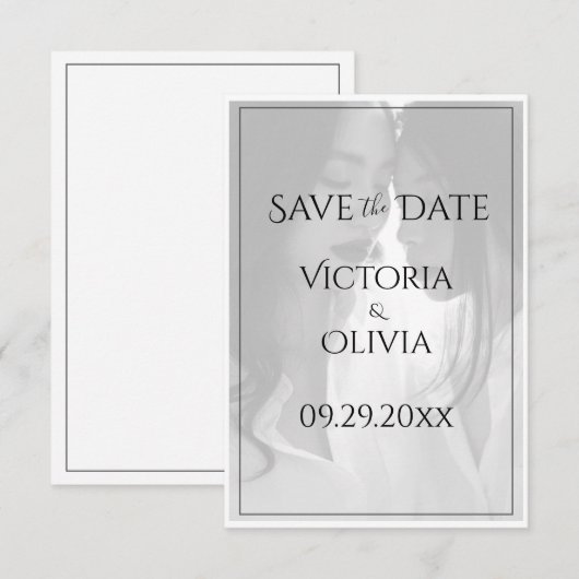 Personalisiertes Foto Gay Lesbian Save the Date (Vorne/Hinten)