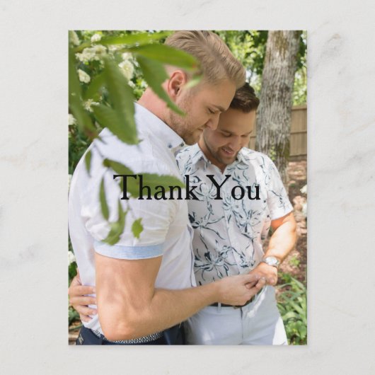 Personalisiertes Foto Gay Wedding Danke Postcard Postkarte (Vorderseite)