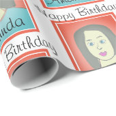 Personalisiertes Foto Geburtstag Geschenkpapier (Rolleneckpunkt)