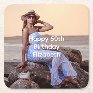 Personalisiertes Foto Geburtstag sein ihr  Rechteckiger Pappuntersetzer