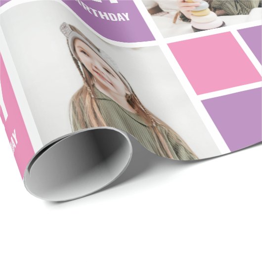 Personalisiertes Foto Geburtstagsgeschenk Geschenkpapier (Rolleneckpunkt)