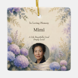 Personalisiertes Foto-Gedenk-Ornament | Aquarell Keramikornament