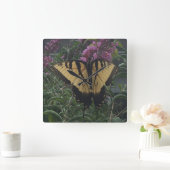 Personalisiertes Foto Gelb und Schwarzer Schmetter Quadratische Wanduhr (Zuhause)