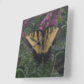 Personalisiertes Foto Gelb und Schwarzer Schmetter Quadratische Wanduhr (Winkel)