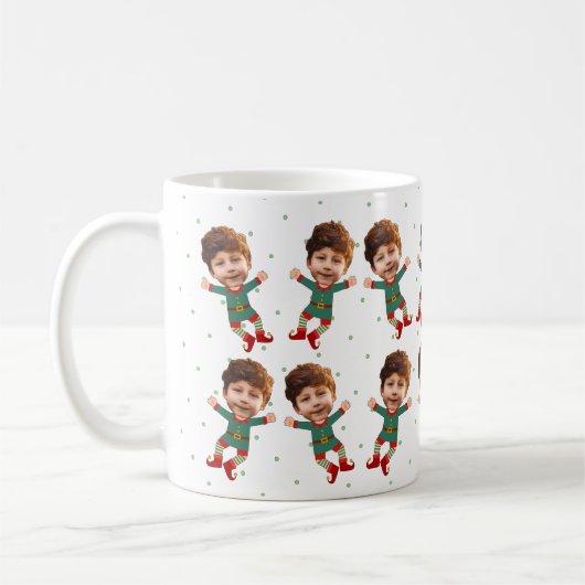 Personalisiertes Foto Gesicht Weihnachten Elf Kind Kaffeetasse (Links)