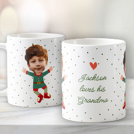 Personalisiertes Foto Gesicht Weihnachten Elf Kind Kaffeetasse