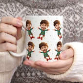 Personalisiertes Foto Gesicht Weihnachten Elf Kind Kaffeetasse