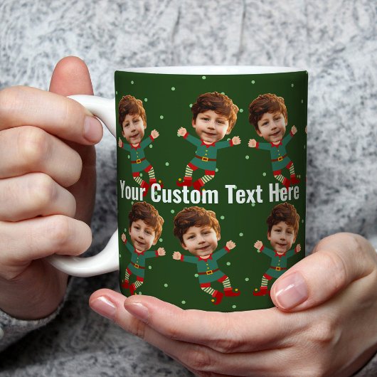 Personalisiertes Foto Gesicht Weihnachten Elf Kind Kaffeetasse
