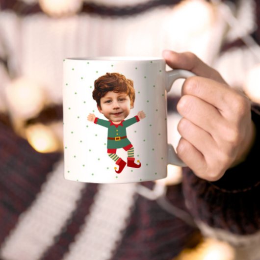 Personalisiertes Foto Gesicht Weihnachten Elf Kind Kaffeetasse