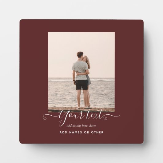 Personalisiertes FOTO gibt Burgundy Thema Fotoplatte (Vorderseite)
