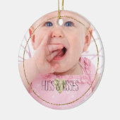 Personalisiertes Foto Gold Glitz Herzangebot Keramik Ornament (Links)