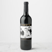 Personalisiertes Foto Gold Hebräisch Happy Purim Weinetikett (Vorderseite)