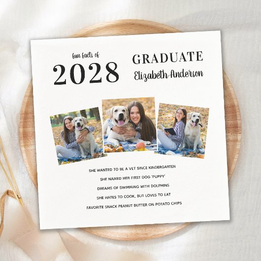 Personalisiertes Foto Graduate Fun Fakten Abschlus Serviette