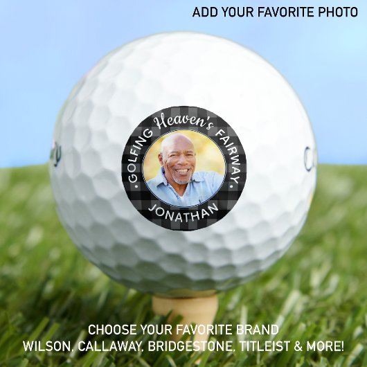Personalisiertes Foto Grau Kariert Golf Lover Memo Golfball
