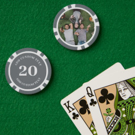 Personalisiertes Foto Gray Numbered 20 Game Pokerchips